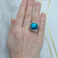 Filigree Art Blue Abalone Gemstone Women Sterling Silver Statement Ring: Blue Abalone / 11