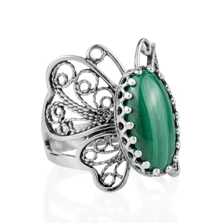 Filigree Gemstone Butterfly Ring .925
