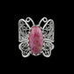 Art Rhodonite Gemstone Women Butterfly Sterling Silver Ring: 8