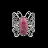 Art Rhodonite Gemstone Women Butterfly Sterling Silver Ring: 8