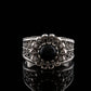 Filigree Art Daisy Figured Black Onyx Gemstone Women Sterling Silver Cocktail Ring: 9.5