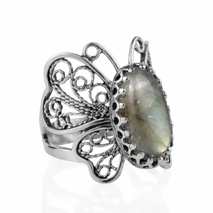 Filigree Gemstone Butterfly Ring .925