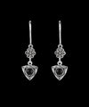 Sterling Silver  Art Gemstone Dangle Women Triangle Earrings: Black Onyx