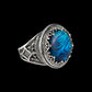 Filigree Art Blue Abalone Gemstone Women Sterling Silver Statement Ring: Blue Abalone / 11