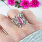 Art Rhodonite Gemstone Women Butterfly Sterling Silver Ring: 8