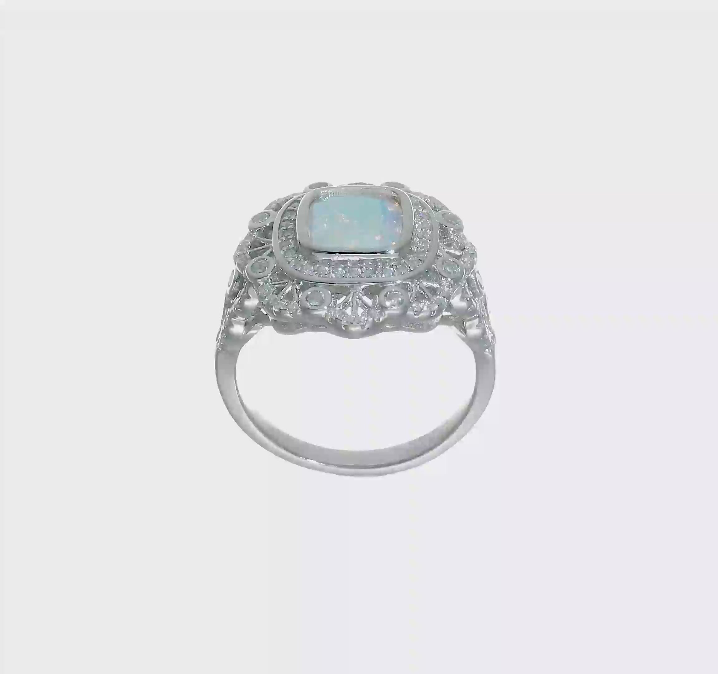 Sterling Silver Rhodium-plated Clear and AB CZ Ring