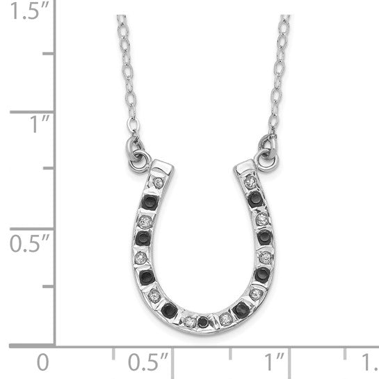 DS - Sterling Silver Platinum-plated Black and White Diamond 18 Inch Necklace