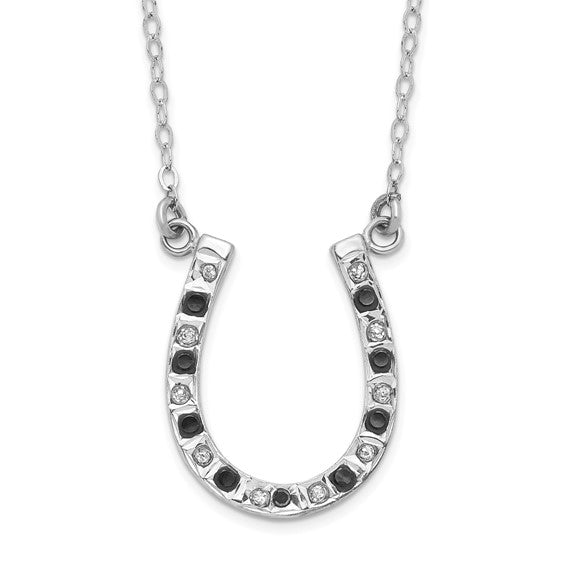 DS - Sterling Silver Platinum-plated Black and White Diamond 18 Inch Necklace