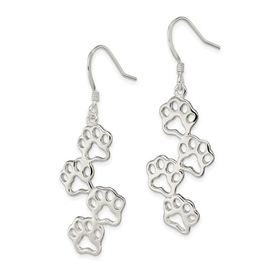 LS - Sterling Silver Paw Prints Earrings