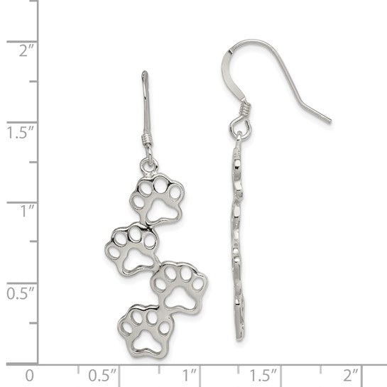 LS - Sterling Silver Paw Prints Earrings