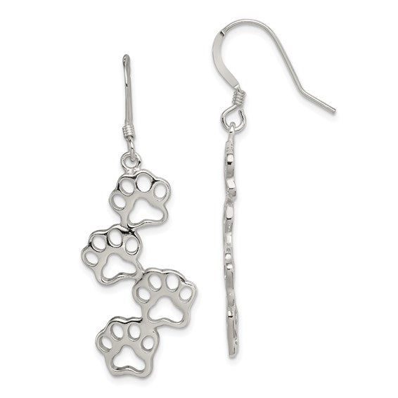 LS - Sterling Silver Paw Prints Earrings