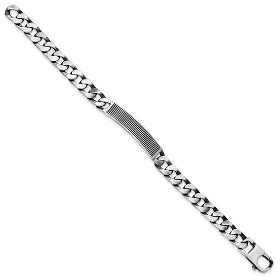 JF - Sterling Silver Antiqued Satin ID Link Bracelet