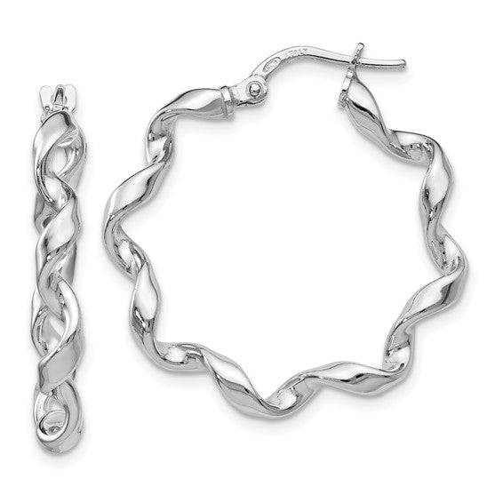 LS - Sterling Silver Polished Twisted Hoop Earrings