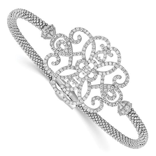 JF - Sterling Silver CZ Polished Bracelet magnetic clasp 7.5 inch