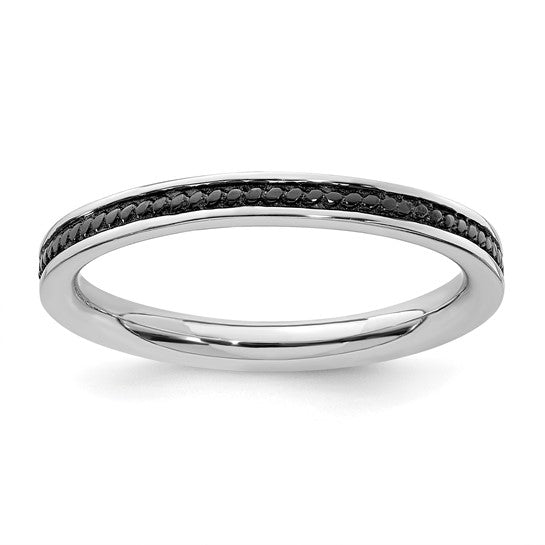 LS - Sterling Silver Stackable Expressions Black-plated Channeled Ring