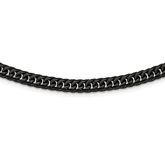 DS - Stainless Steel Polished Black IP-plated 24 inch Double Curb Chain Necklace