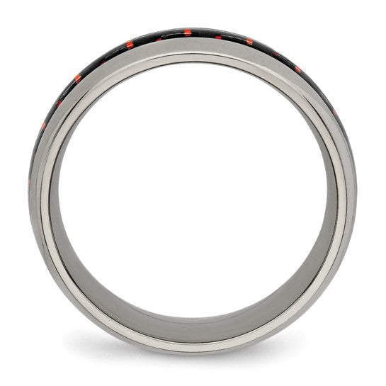 DS - Titanium Polished with Black and Red Carbon Fiber Inlay 8mm Band